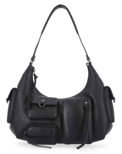 Harley-Davidson Women's Utilitarian Pebble Leather Hobo Shoulder Purse, Black - Wisconsin Harley-Davidson