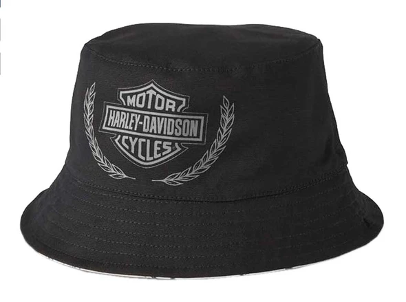 Harley-Davidson Men's Twisty Reversible Cotton Bucket Hat, Black 97732-24VX - Wisconsin Harley-Davidson