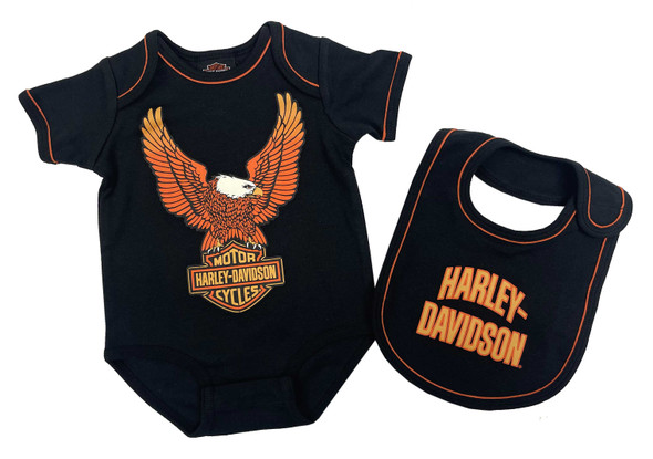Harley-Davidson Baby Boys' 2-Piece Eagle Newborn Creeper Set, Black - Wisconsin Harley-Davidson