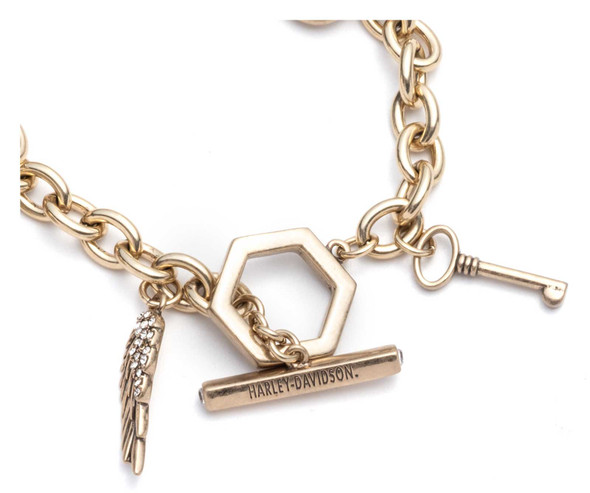 Harley-Davidson® Women's Mother of Pearl Logo Charm Toggle