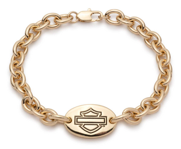Harley-Davidson Women's Bar & Shield Oval Logo Chain Bracelet, Gold Plated - Wisconsin Harley-Davidson