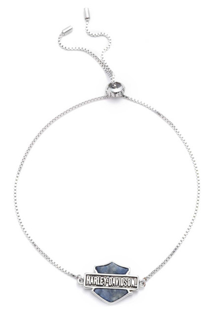 Harley-Davidson Women's Bar & Shield Stone Adjustable Slider Bracelet, Silver - Wisconsin Harley-Davidson