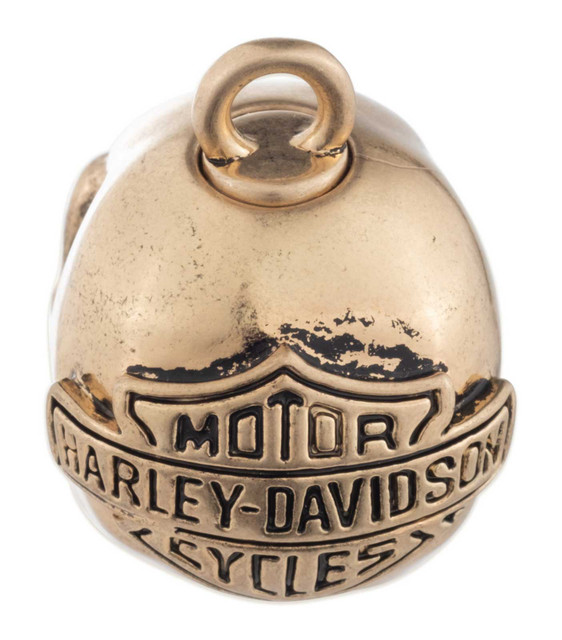 Harley-Davidson® Engraved Bar & Shield Skull Head Ride Bell, Gold
