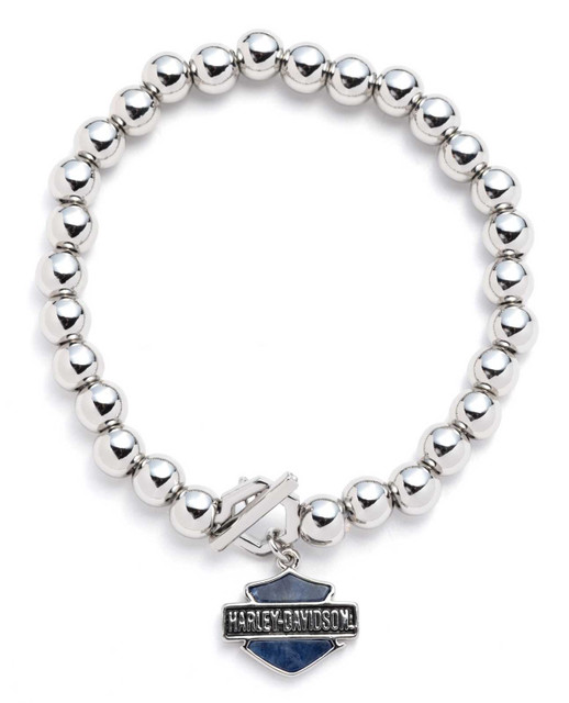 Harley-Davidson Women's Bar & Shield Toggle Stretch Bead Bracelet, Silver - Wisconsin Harley-Davidson