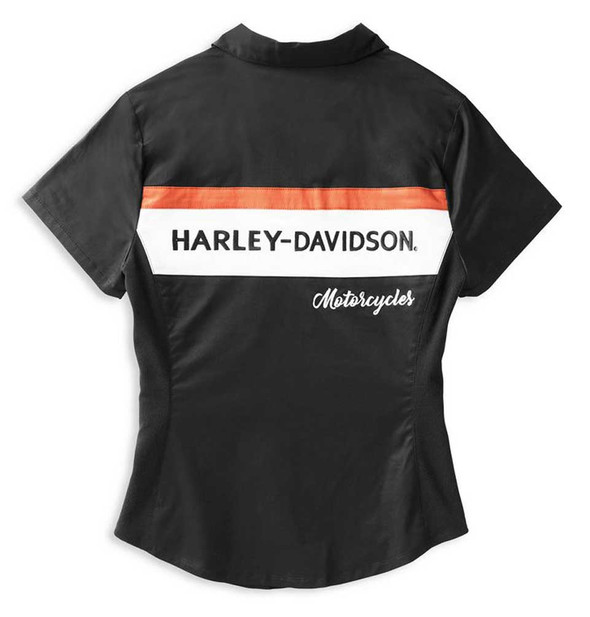 Harley-Davidson® Women's Crew Stripe Zip Front Shirt, Black 99114