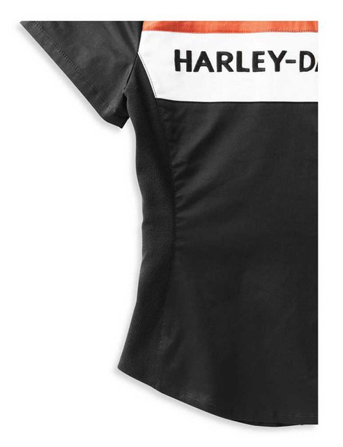 Harley-Davidson® Women's Crew Stripe Zip Front Shirt, Black 99114