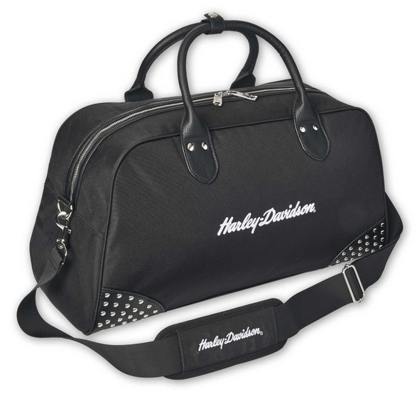Harley-Davidson Women's 3D H-D Script Studded Duffel Bag, Moonshadow Black - Wisconsin Harley-Davidson