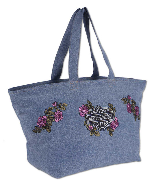 バッグ HLT Daily Logo Tote rose Harley-Davidson® Women's Embroidered Bar & Shield Rose Denim