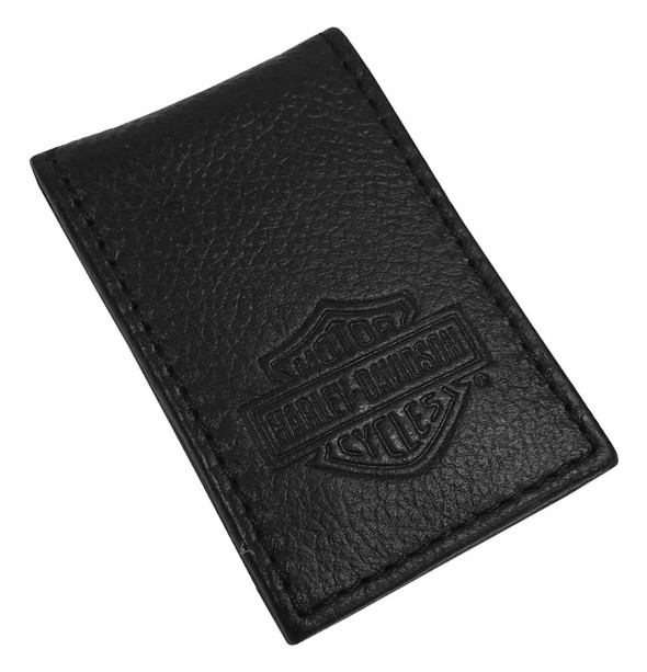 Harley-Davidson Men's B&S Embossed Leather Magnetic Money Clip MSB8385-BLACK - Wisconsin Harley-Davidson