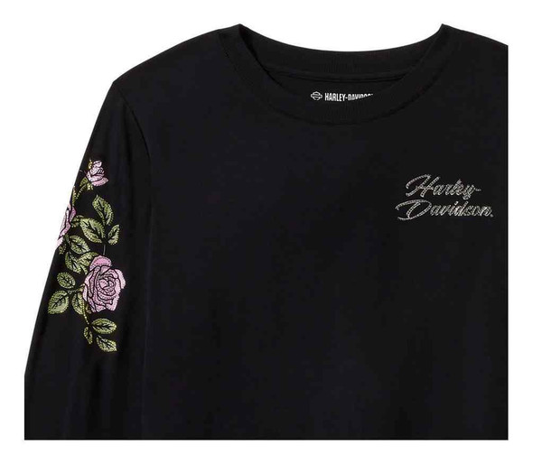 トップス HEXANTISTYLE Harley-Davidson® Women's Rose & Thorn Bling Long Sleeve Top