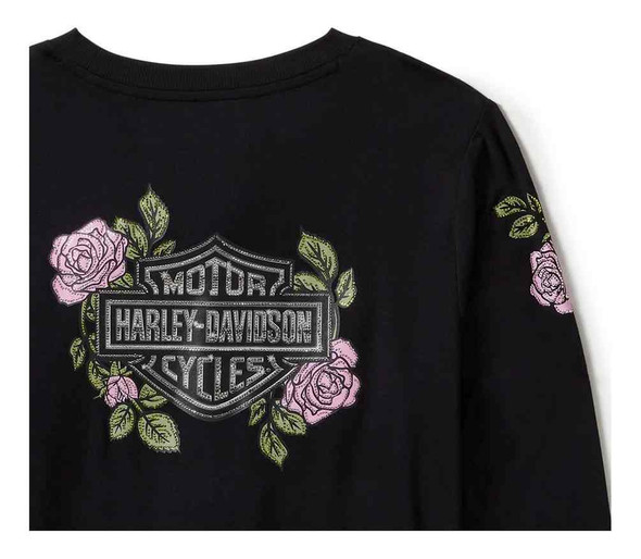 ふぉるん Harley-Davidson® Women's Rose & Thorn Bling Long Sleeve Top