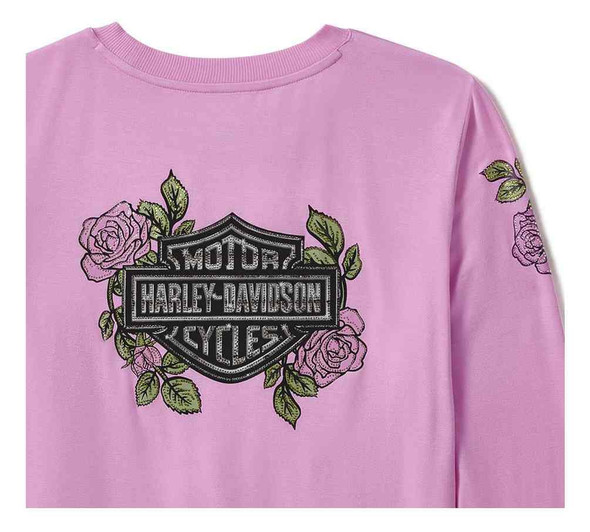 正規品♡チェリー上下セット♡ピンク Harley-Davidson® Women's Rose & Thorn Bling Long Sleeve Top