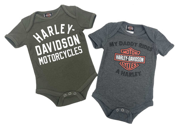 Harley-Davidson Baby Boys' Bar & Shield My Daddy Rides a Harley Creeper Set - Wisconsin Harley-Davidson