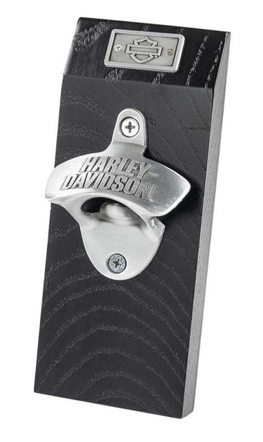 Harley-Davidson® Open Bar & Shield Wall Mount Bottle Opener, Wood