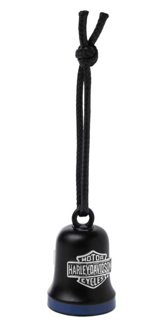 Harley-Davidson Engraved Bar & Shield Logo Ride Bell With Blue Boarder, Black - Wisconsin Harley-Davidson