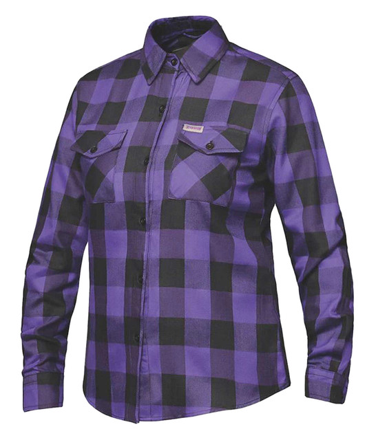 Derringer Women's Rugged Button Long Sleeve Plaid Flannel Shirt, Purple/Black - Wisconsin Harley-Davidson