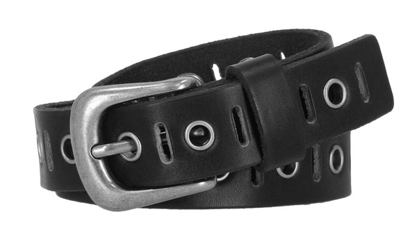 Harley-Davidson Women's Eyelet Perf Embossed B&S Genuine Leather Belt - Black - Wisconsin Harley-Davidson