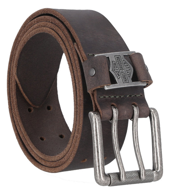 Harley-Davidson® Men's Metal Keeper B&S Double Prong Leather Belt