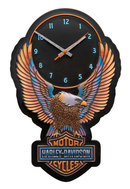 Harley-Davidson® Vivid Bar & Shield Eagle Outdoor Clock, Custom
