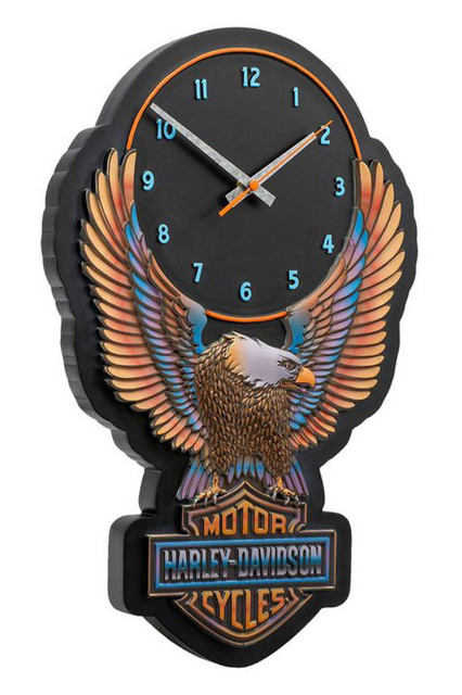 Harley-Davidson® Vivid Bar & Shield Eagle Outdoor Clock, Custom