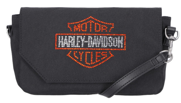 Harley-Davidson Women's Rhinestone Embellished Bar & Shield Hip Bag - Black - Wisconsin Harley-Davidson