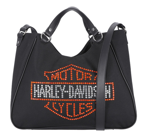 Harley-Davidson Women's Rhinestone Embellished Bar & Shield Tote Bag, Black - Wisconsin Harley-Davidson