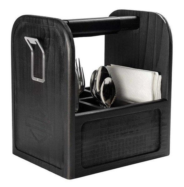 Harley-Davidson® Open Bar & Shield Wooden Picnic Caddy w/ Dividers