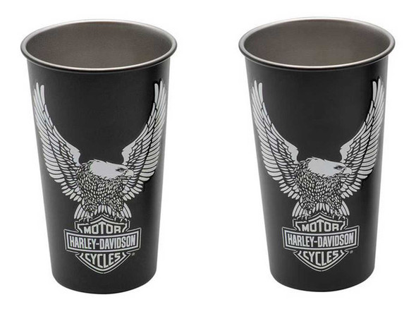 Harley-Davidson® Vivid Bar & Shield Eagle Metal Cup Set, Stainless