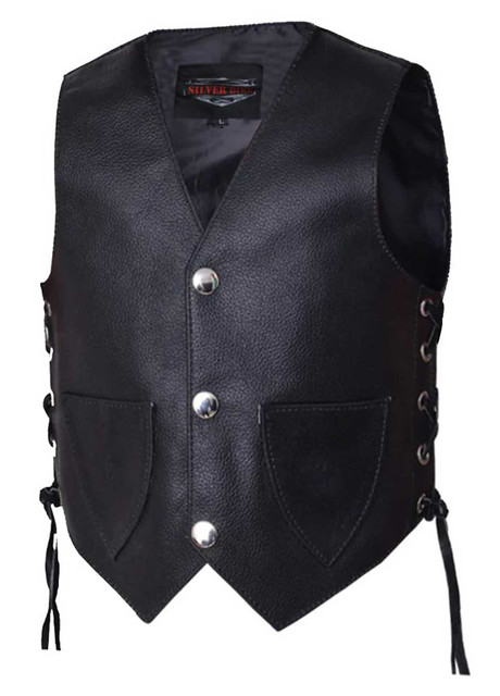 Derringer Kids Motorcycle Biker Toddler Leather Vest w/ Adjustable Straps, Black - Wisconsin Harley-Davidson