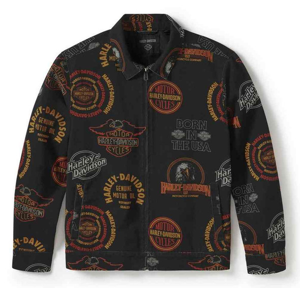 Harley-Davidson Men's 80s Tank Graphic Twill Casual Jacket, Black 97419-25VM - Wisconsin Harley-Davidson