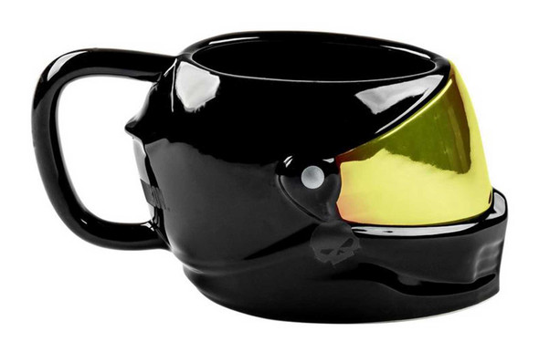 Harley-Davidson 24 oz. Sculpted Helmet Ceramic Coffee Mug, Gloss Black - Wisconsin Harley-Davidson