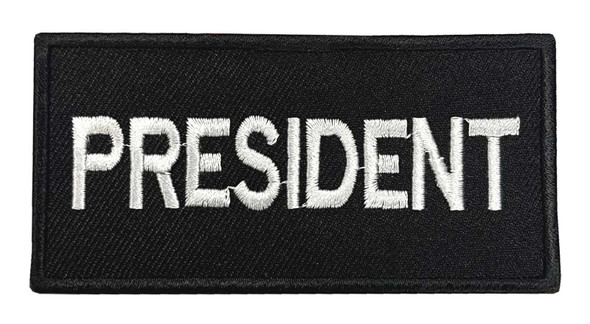 Derringer President Bold Text Embroidered Patch, Black/White - Wisconsin Harley-Davidson