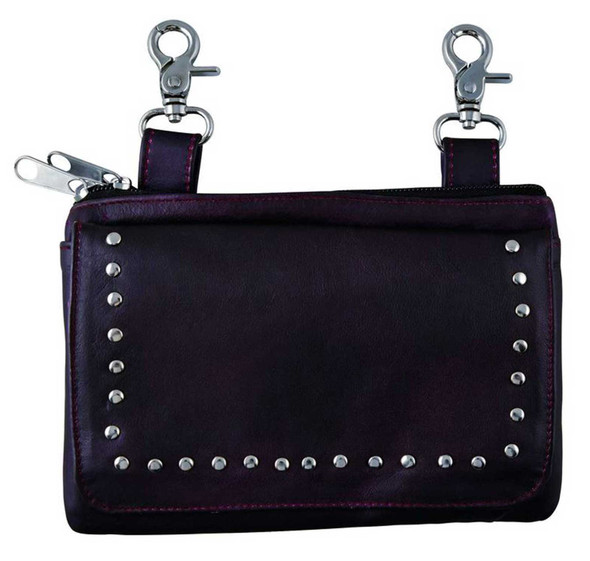 Derringer Women's Studded Accents Lambskin Leather Clip-On Hip Bag - Purple - Wisconsin Harley-Davidson