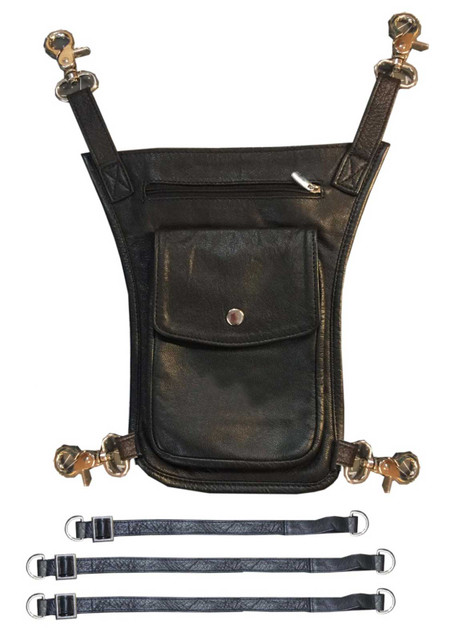 Derringer Ladies Premium Leather 3-IN-1 Crossbody Thigh Bag, Black - Wisconsin Harley-Davidson