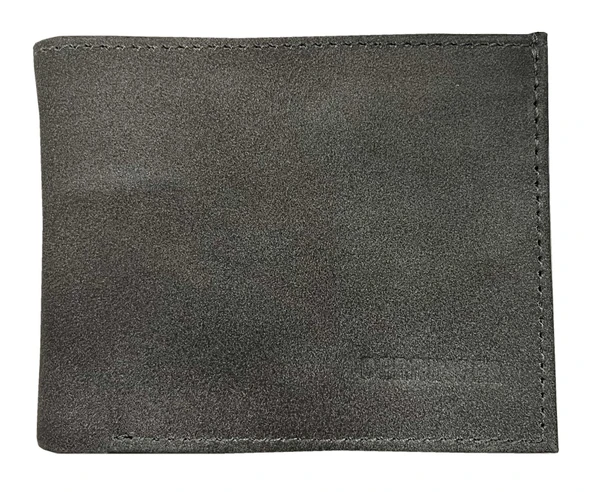 Derringer Men's Premium Leather Classic Bi-Fold Wallet, Smooth Solid Gray - Wisconsin Harley-Davidson