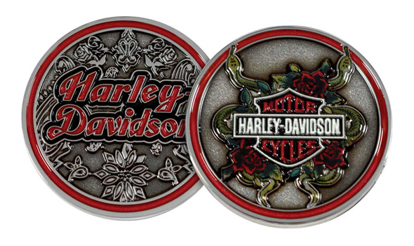 Harley-Davidson Serpants & Frills Metal Challenge Coin, 1.75 in - Silver Finish - Wisconsin Harley-Davidson