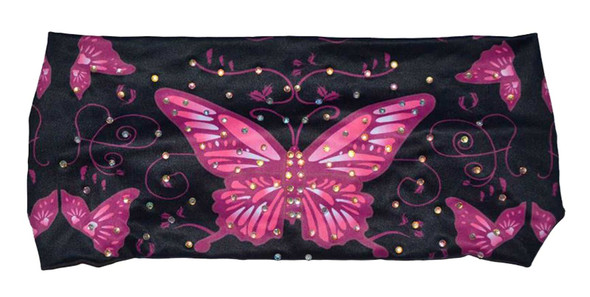 Derringer Ladies Rhinestone Pink Butterfly Headband, Moisture-Wicking Black/Pink - Wisconsin Harley-Davidson