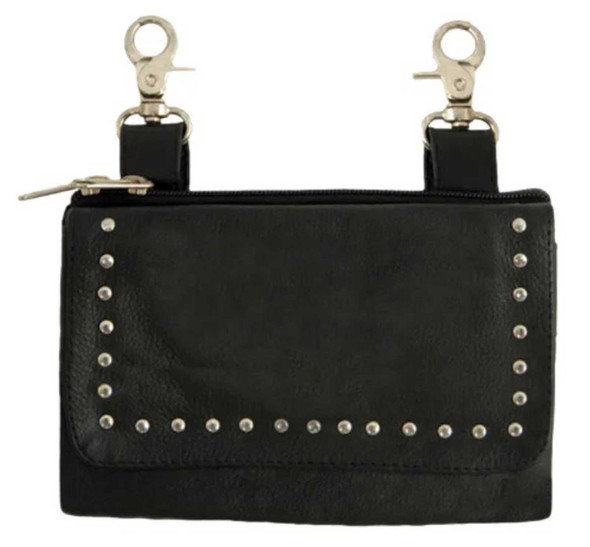 Derringer Women's Studded Accents Cowhide Leather Clip-On Hip Bag - Black - Wisconsin Harley-Davidson