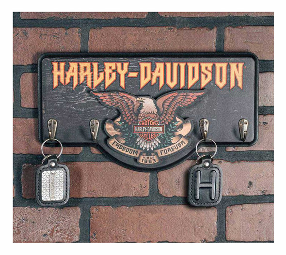 Harley-Davidson® Distressed Hard Rock Eagle Graphic Wooden Key