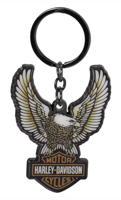 Harley-Davidson Domed Eagle Bar & Shield Logo Key Chain, Black - Wisconsin Harley-Davidson