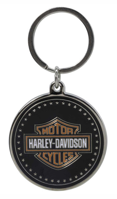Harley-Davidson Coin-Style Bar & Shield Logo Key Chain, Black/Orange - Wisconsin Harley-Davidson