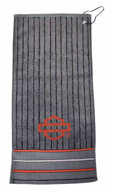 Harley-Davidson Open Bar & Shield Logo Stripes Absorbent Cotton Bar Towel, Gray - Wisconsin Harley-Davidson
