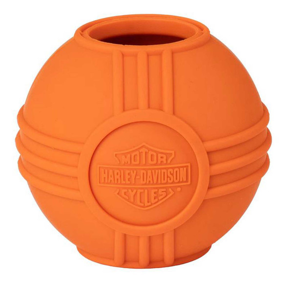 Harley-Davidson Embossed Bar & Shield Logo Heavy-Duty Rubber Ball Toy - Orange - Wisconsin Harley-Davidson