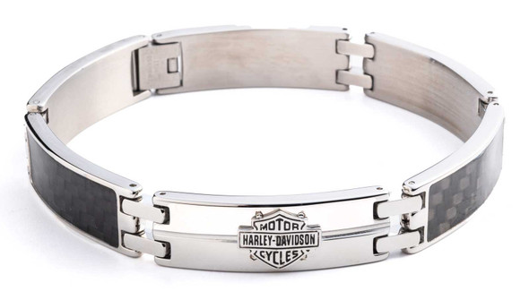 Harley-Davidson Men's 9 in. Stamped Bar & Shield Bracelet, Stainless Steel - Wisconsin Harley-Davidson