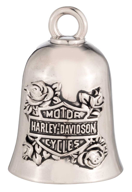 Harley-Davidson Bar & Shield Logo & Roses Ride Bell, Silver Finish - Wisconsin Harley-Davidson