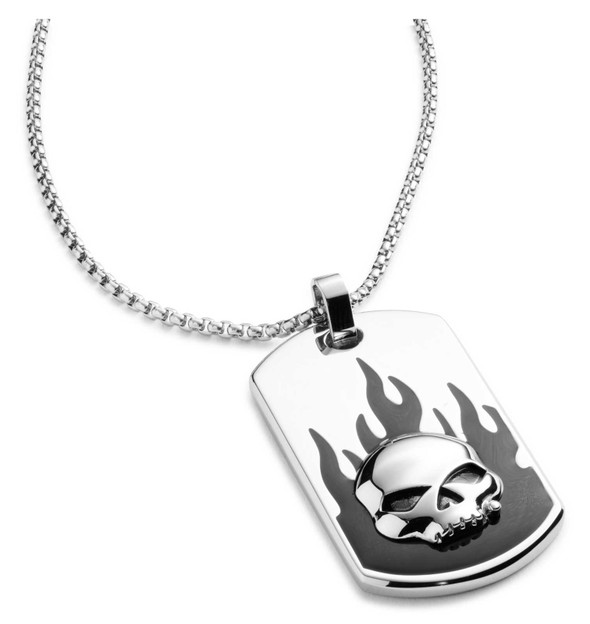Harley-Davidson® Men's 26 in. Willie G Skull Flames Dog Tag