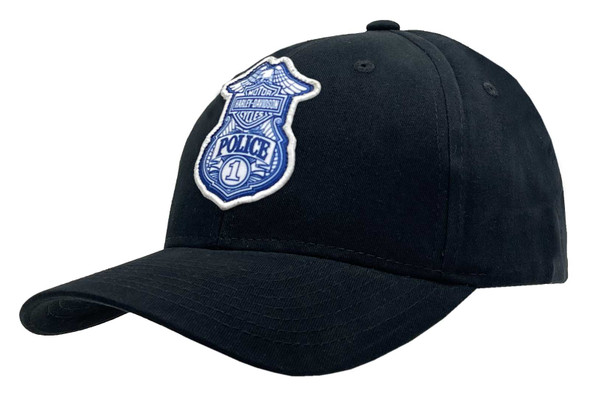 Harley-Davidson Mens Harley Police Patch Adjustable Snapback Baseball Cap, Black - Wisconsin Harley-Davidson