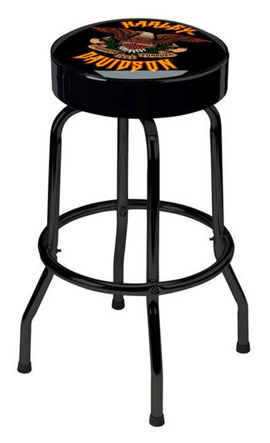 Harley-Davidson Hard Rock Eagle Bar Stool, Durable Steel Frame - Black - Wisconsin Harley-Davidson