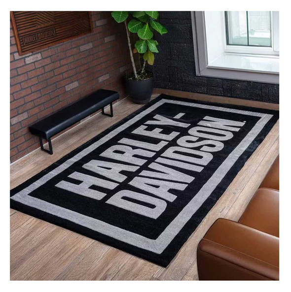 Harley-Davidson® Bar Font Large Area Rug w/ Deep Acrylic Pile