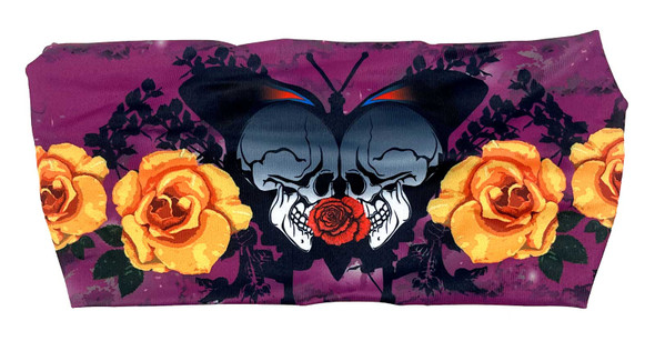 UNIK Ladies Skull & Roses Moisture-Wicking Comfortable Headband - Purple - Wisconsin Harley-Davidson